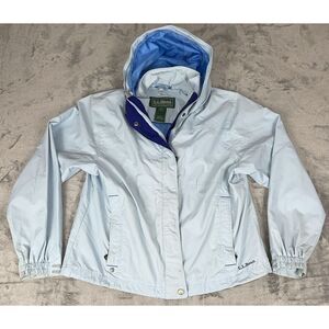 Vtg L.L. Bean The Weather Channel Waterproof‎  Jacket Hooded Med Light Blue